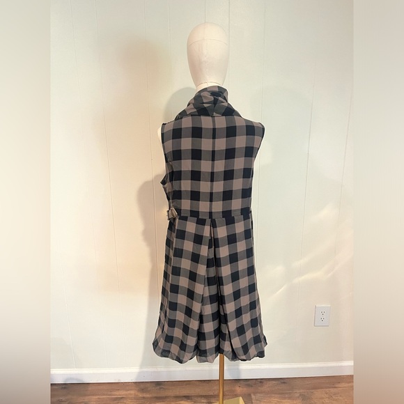 Soft Surroundings Drapey Plaid Bubble Hem Shawl Collar Belted Dress or Top - Picture 4 of 11